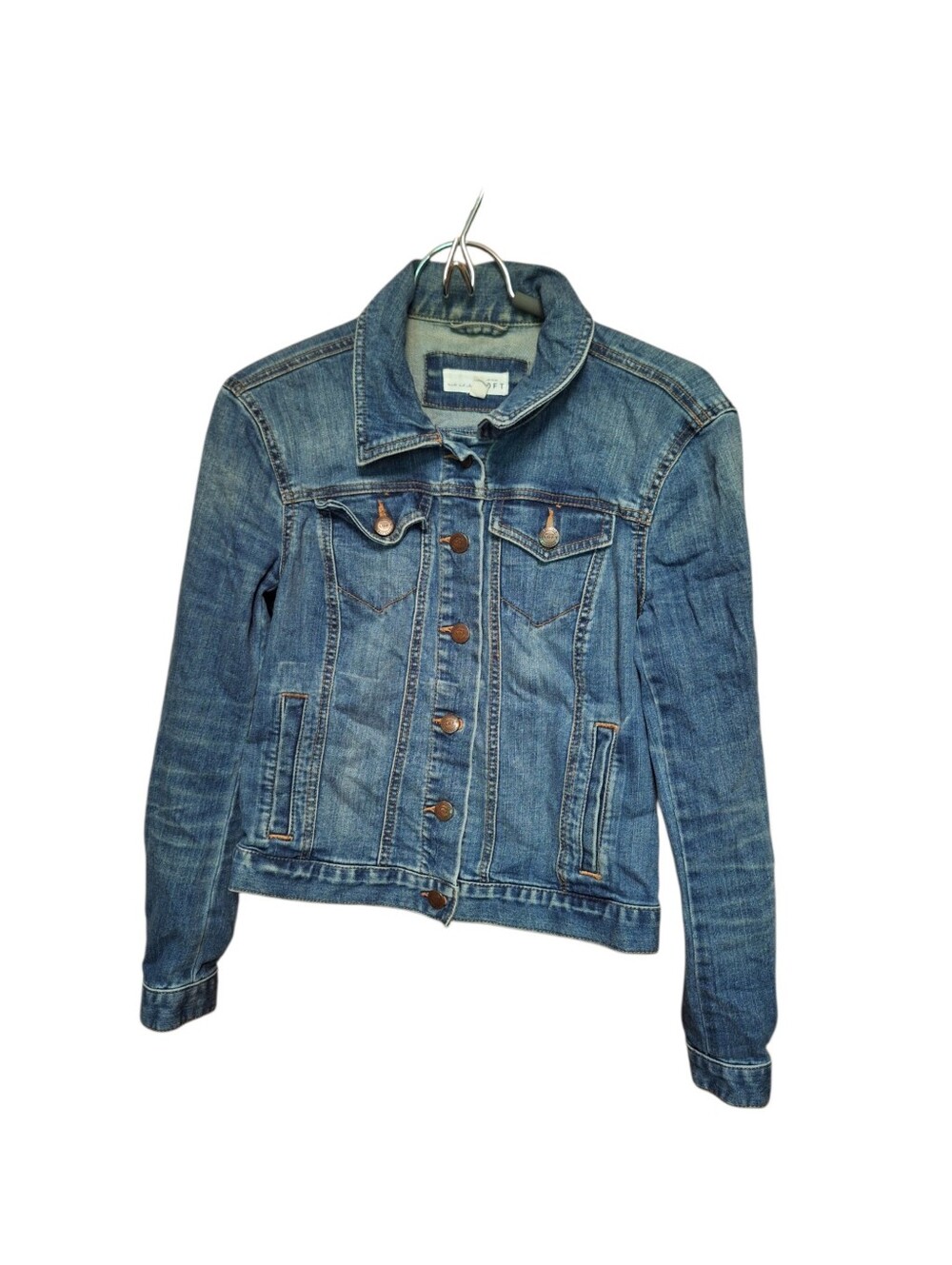 Ann Taylor Loft Classic Cropped Jean Jacket Ladies P Small Trucker Cotton Blend